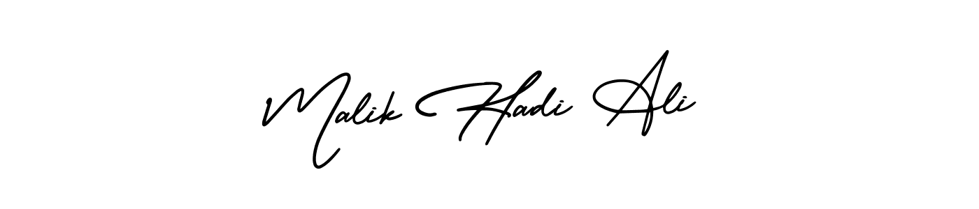 How to make Malik Hadi Ali signature? AmerikaSignatureDemo-Regular is a professional autograph style. Create handwritten signature for Malik Hadi Ali name. Malik Hadi Ali signature style 3 images and pictures png