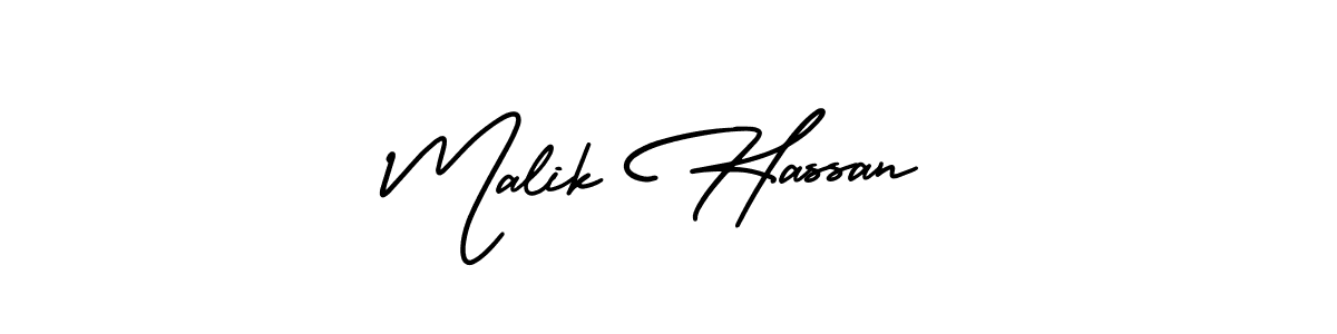 Use a signature maker to create a handwritten signature online. With this signature software, you can design (AmerikaSignatureDemo-Regular) your own signature for name Malik Hassan. Malik Hassan signature style 3 images and pictures png