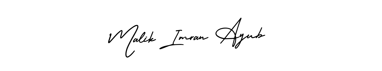 The best way (AmerikaSignatureDemo-Regular) to make a short signature is to pick only two or three words in your name. The name Malik Imran Ayub include a total of six letters. For converting this name. Malik Imran Ayub signature style 3 images and pictures png