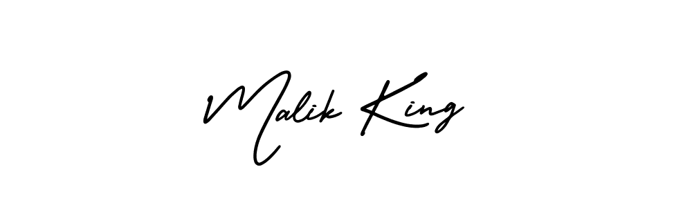 The best way (AmerikaSignatureDemo-Regular) to make a short signature is to pick only two or three words in your name. The name Malik King include a total of six letters. For converting this name. Malik King signature style 3 images and pictures png