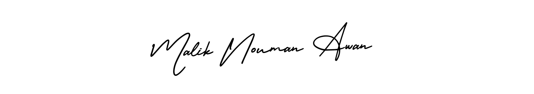 The best way (AmerikaSignatureDemo-Regular) to make a short signature is to pick only two or three words in your name. The name Malik Nouman Awan include a total of six letters. For converting this name. Malik Nouman Awan signature style 3 images and pictures png