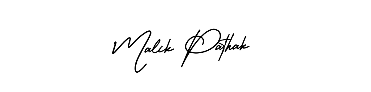 How to make Malik Pathak name signature. Use AmerikaSignatureDemo-Regular style for creating short signs online. This is the latest handwritten sign. Malik Pathak signature style 3 images and pictures png