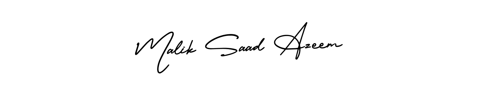 This is the best signature style for the Malik Saad Azeem name. Also you like these signature font (AmerikaSignatureDemo-Regular). Mix name signature. Malik Saad Azeem signature style 3 images and pictures png