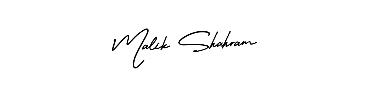 How to make Malik Shahram name signature. Use AmerikaSignatureDemo-Regular style for creating short signs online. This is the latest handwritten sign. Malik Shahram signature style 3 images and pictures png