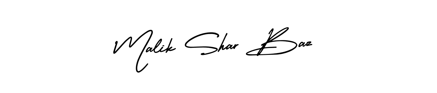 You should practise on your own different ways (AmerikaSignatureDemo-Regular) to write your name (Malik Shar Baz) in signature. don't let someone else do it for you. Malik Shar Baz signature style 3 images and pictures png