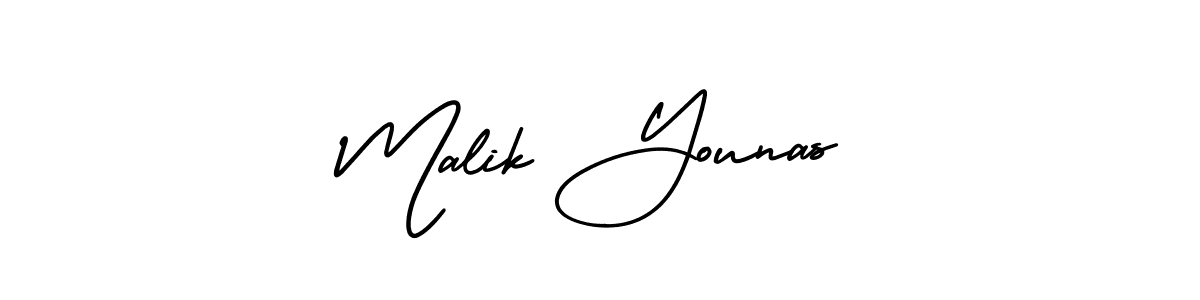 How to make Malik Younas name signature. Use AmerikaSignatureDemo-Regular style for creating short signs online. This is the latest handwritten sign. Malik Younas signature style 3 images and pictures png
