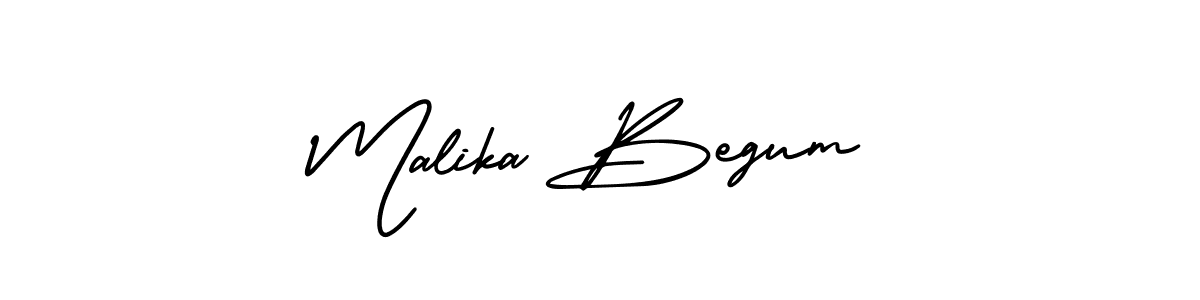You should practise on your own different ways (AmerikaSignatureDemo-Regular) to write your name (Malika Begum) in signature. don't let someone else do it for you. Malika Begum signature style 3 images and pictures png