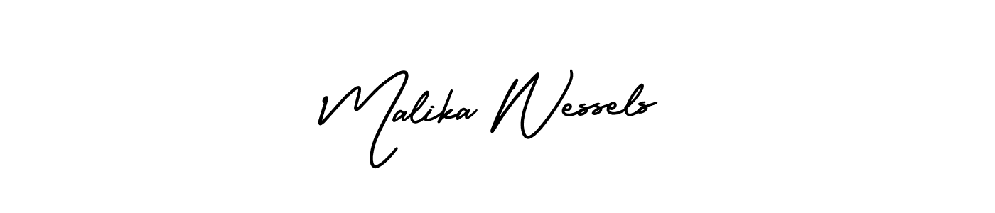 This is the best signature style for the Malika Wessels name. Also you like these signature font (AmerikaSignatureDemo-Regular). Mix name signature. Malika Wessels signature style 3 images and pictures png