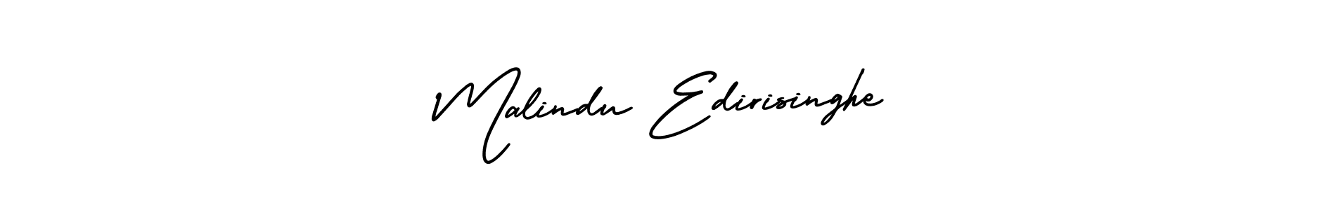 The best way (AmerikaSignatureDemo-Regular) to make a short signature is to pick only two or three words in your name. The name Malindu Edirisinghe include a total of six letters. For converting this name. Malindu Edirisinghe signature style 3 images and pictures png