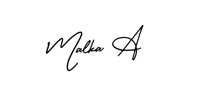 Make a beautiful signature design for name Malka A. With this signature (AmerikaSignatureDemo-Regular) style, you can create a handwritten signature for free. Malka A signature style 3 images and pictures png