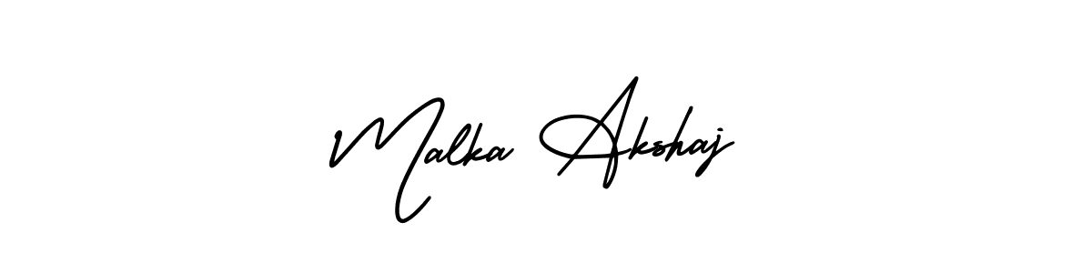How to make Malka Akshaj name signature. Use AmerikaSignatureDemo-Regular style for creating short signs online. This is the latest handwritten sign. Malka Akshaj signature style 3 images and pictures png