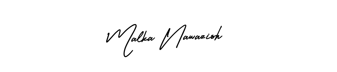 You should practise on your own different ways (AmerikaSignatureDemo-Regular) to write your name (Malka Nawazish) in signature. don't let someone else do it for you. Malka Nawazish signature style 3 images and pictures png