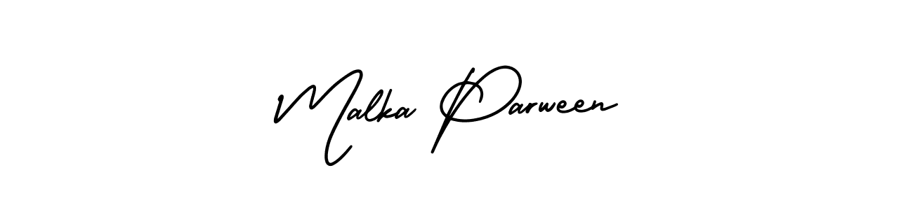 You should practise on your own different ways (AmerikaSignatureDemo-Regular) to write your name (Malka Parween) in signature. don't let someone else do it for you. Malka Parween signature style 3 images and pictures png