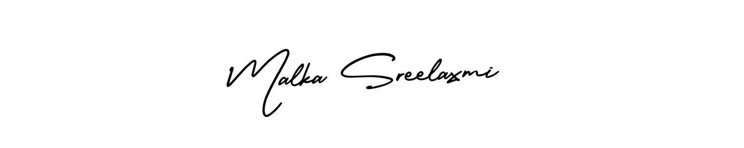 This is the best signature style for the Malka Sreelaxmi name. Also you like these signature font (AmerikaSignatureDemo-Regular). Mix name signature. Malka Sreelaxmi signature style 3 images and pictures png