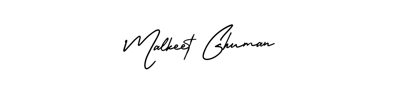 You should practise on your own different ways (AmerikaSignatureDemo-Regular) to write your name (Malkeet Ghuman) in signature. don't let someone else do it for you. Malkeet Ghuman signature style 3 images and pictures png