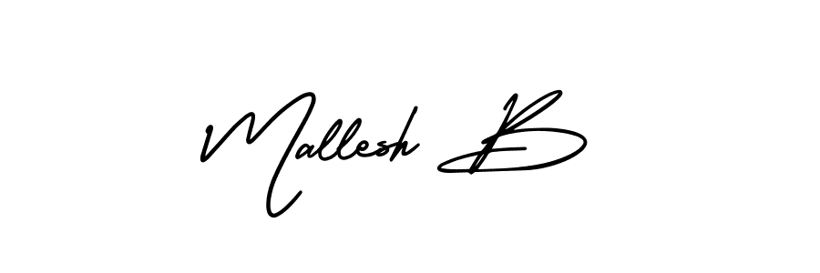Use a signature maker to create a handwritten signature online. With this signature software, you can design (AmerikaSignatureDemo-Regular) your own signature for name Mallesh B. Mallesh B signature style 3 images and pictures png