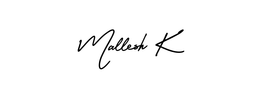 Use a signature maker to create a handwritten signature online. With this signature software, you can design (AmerikaSignatureDemo-Regular) your own signature for name Mallesh K. Mallesh K signature style 3 images and pictures png