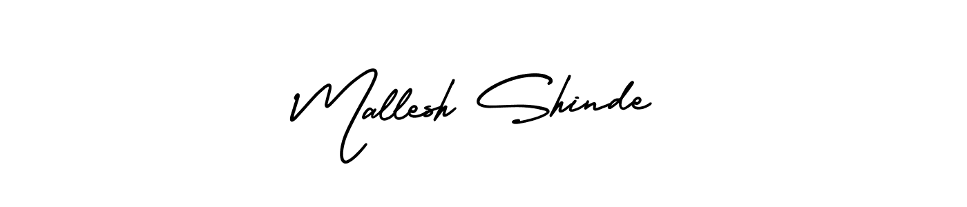 You should practise on your own different ways (AmerikaSignatureDemo-Regular) to write your name (Mallesh Shinde) in signature. don't let someone else do it for you. Mallesh Shinde signature style 3 images and pictures png