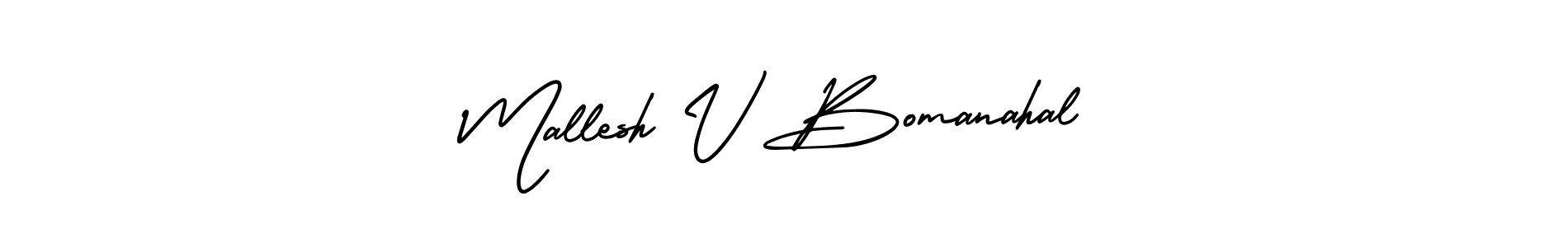 You should practise on your own different ways (AmerikaSignatureDemo-Regular) to write your name (Mallesh V Bomanahal) in signature. don't let someone else do it for you. Mallesh V Bomanahal signature style 3 images and pictures png