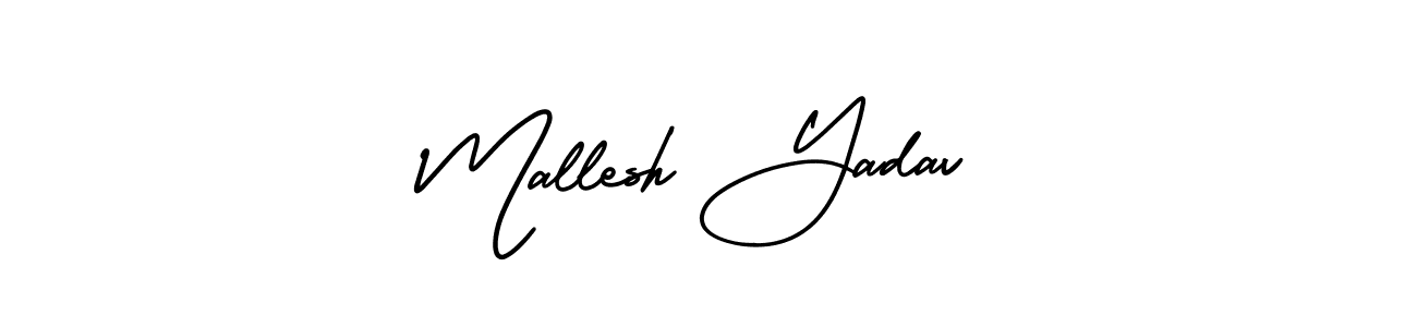 You should practise on your own different ways (AmerikaSignatureDemo-Regular) to write your name (Mallesh Yadav) in signature. don't let someone else do it for you. Mallesh Yadav signature style 3 images and pictures png