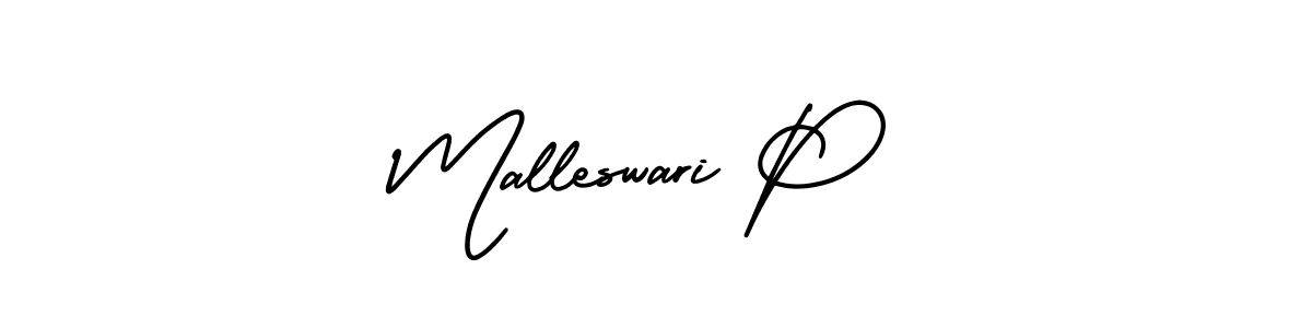 Malleswari P stylish signature style. Best Handwritten Sign (AmerikaSignatureDemo-Regular) for my name. Handwritten Signature Collection Ideas for my name Malleswari P. Malleswari P signature style 3 images and pictures png
