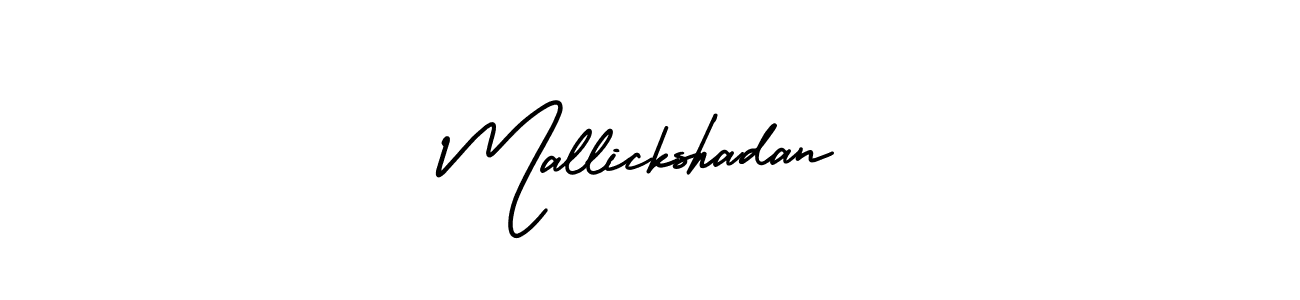 The best way (AmerikaSignatureDemo-Regular) to make a short signature is to pick only two or three words in your name. The name Mallickshadan include a total of six letters. For converting this name. Mallickshadan signature style 3 images and pictures png