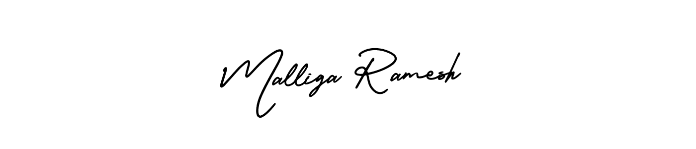 It looks lik you need a new signature style for name Malliga Ramesh. Design unique handwritten (AmerikaSignatureDemo-Regular) signature with our free signature maker in just a few clicks. Malliga Ramesh signature style 3 images and pictures png
