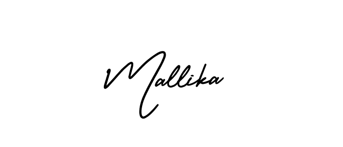 The best way (AmerikaSignatureDemo-Regular) to make a short signature is to pick only two or three words in your name. The name Mallika include a total of six letters. For converting this name. Mallika signature style 3 images and pictures png