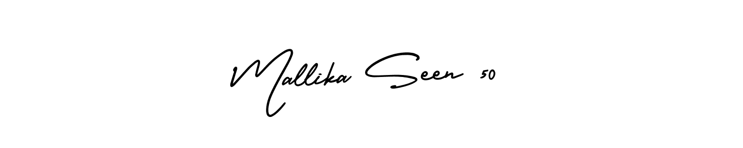 Mallika Seen 50 stylish signature style. Best Handwritten Sign (AmerikaSignatureDemo-Regular) for my name. Handwritten Signature Collection Ideas for my name Mallika Seen 50. Mallika Seen 50 signature style 3 images and pictures png