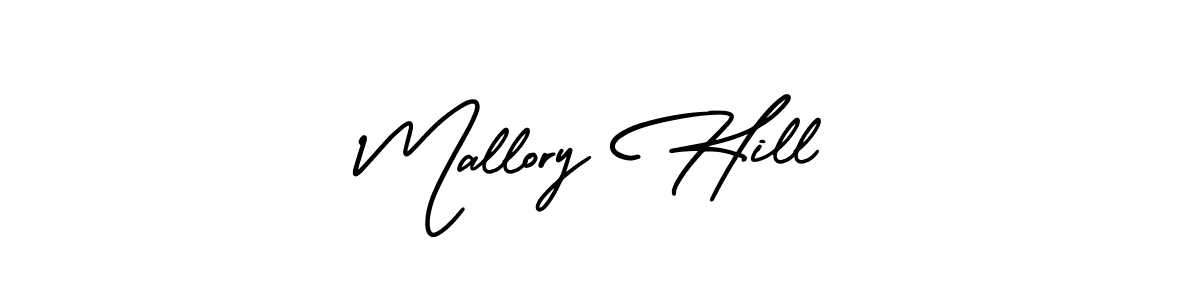 You should practise on your own different ways (AmerikaSignatureDemo-Regular) to write your name (Mallory Hill) in signature. don't let someone else do it for you. Mallory Hill signature style 3 images and pictures png