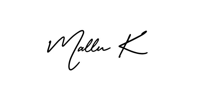 You should practise on your own different ways (AmerikaSignatureDemo-Regular) to write your name (Mallu K) in signature. don't let someone else do it for you. Mallu K signature style 3 images and pictures png