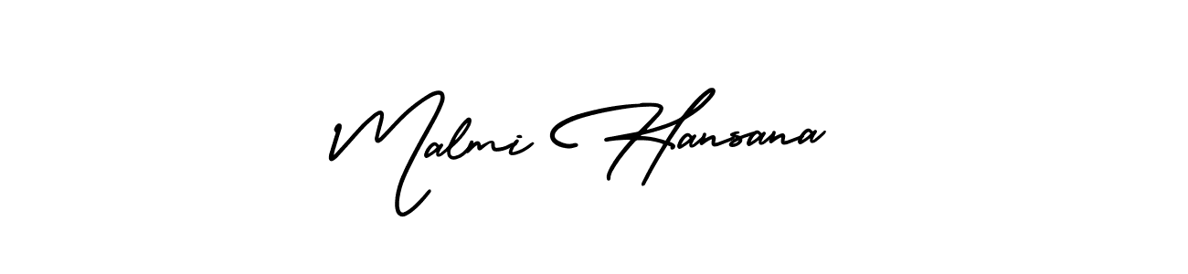 How to make Malmi Hansana signature? AmerikaSignatureDemo-Regular is a professional autograph style. Create handwritten signature for Malmi Hansana name. Malmi Hansana signature style 3 images and pictures png