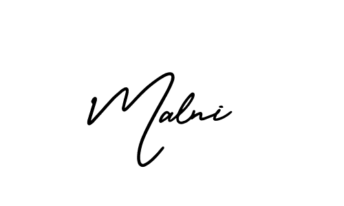 Make a beautiful signature design for name Malni. With this signature (AmerikaSignatureDemo-Regular) style, you can create a handwritten signature for free. Malni signature style 3 images and pictures png