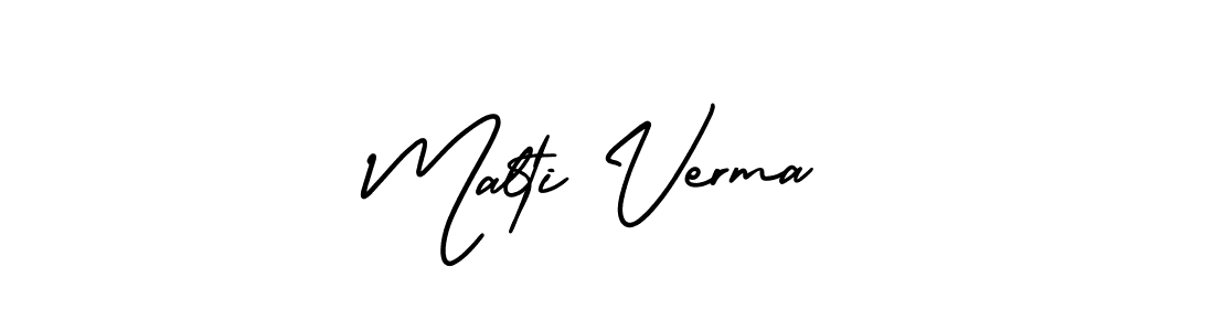 Design your own signature with our free online signature maker. With this signature software, you can create a handwritten (AmerikaSignatureDemo-Regular) signature for name Malti Verma. Malti Verma signature style 3 images and pictures png