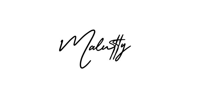 It looks lik you need a new signature style for name Malutty. Design unique handwritten (AmerikaSignatureDemo-Regular) signature with our free signature maker in just a few clicks. Malutty signature style 3 images and pictures png