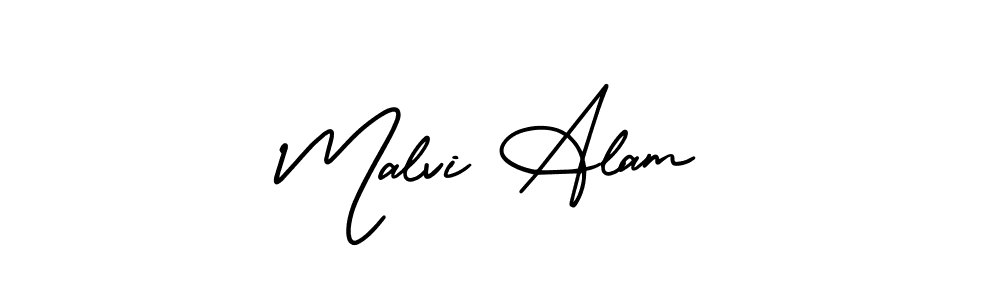 It looks lik you need a new signature style for name Malvi Alam. Design unique handwritten (AmerikaSignatureDemo-Regular) signature with our free signature maker in just a few clicks. Malvi Alam signature style 3 images and pictures png