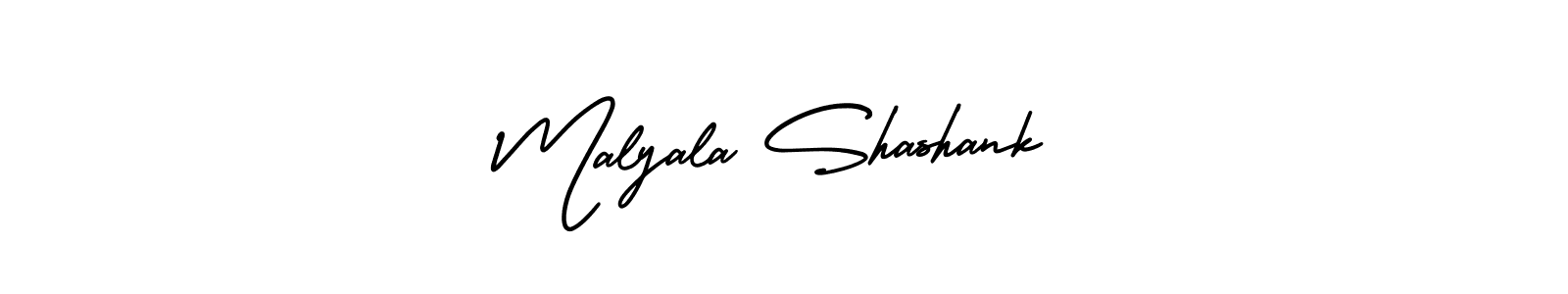 The best way (AmerikaSignatureDemo-Regular) to make a short signature is to pick only two or three words in your name. The name Malyala Shashank include a total of six letters. For converting this name. Malyala Shashank signature style 3 images and pictures png