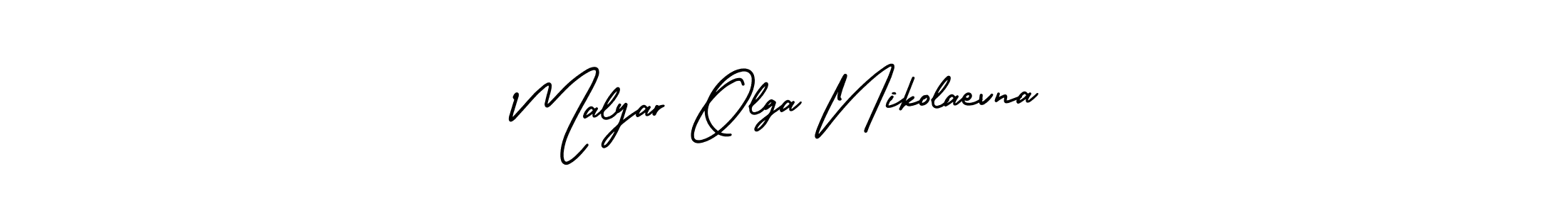 How to make Malyar Olga Nikolaevna signature? AmerikaSignatureDemo-Regular is a professional autograph style. Create handwritten signature for Malyar Olga Nikolaevna name. Malyar Olga Nikolaevna signature style 3 images and pictures png