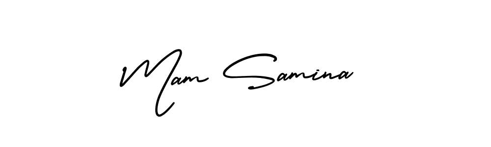 It looks lik you need a new signature style for name Mam Samina. Design unique handwritten (AmerikaSignatureDemo-Regular) signature with our free signature maker in just a few clicks. Mam Samina signature style 3 images and pictures png