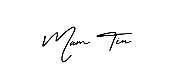 You should practise on your own different ways (AmerikaSignatureDemo-Regular) to write your name (Mam Tin) in signature. don't let someone else do it for you. Mam Tin signature style 3 images and pictures png