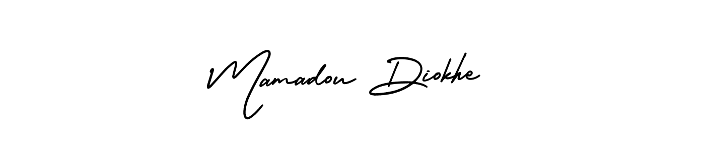 You should practise on your own different ways (AmerikaSignatureDemo-Regular) to write your name (Mamadou Diokhe) in signature. don't let someone else do it for you. Mamadou Diokhe signature style 3 images and pictures png
