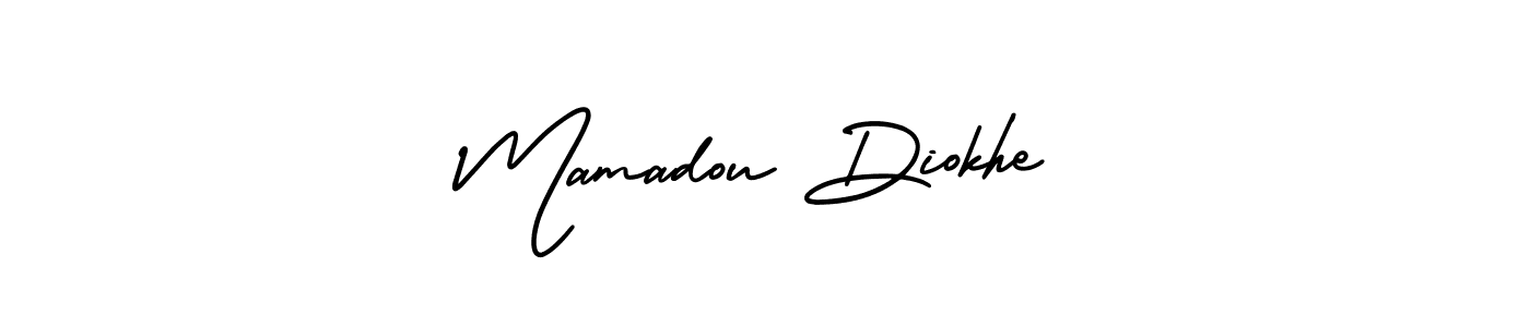 You should practise on your own different ways (AmerikaSignatureDemo-Regular) to write your name (Mamadou Diokhe) in signature. don't let someone else do it for you. Mamadou Diokhe signature style 3 images and pictures png