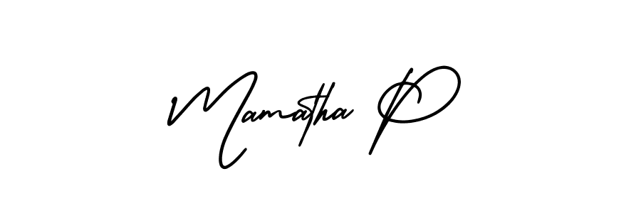The best way (AmerikaSignatureDemo-Regular) to make a short signature is to pick only two or three words in your name. The name Mamatha P include a total of six letters. For converting this name. Mamatha P signature style 3 images and pictures png