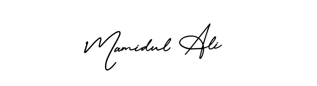 The best way (AmerikaSignatureDemo-Regular) to make a short signature is to pick only two or three words in your name. The name Mamidul Ali include a total of six letters. For converting this name. Mamidul Ali signature style 3 images and pictures png