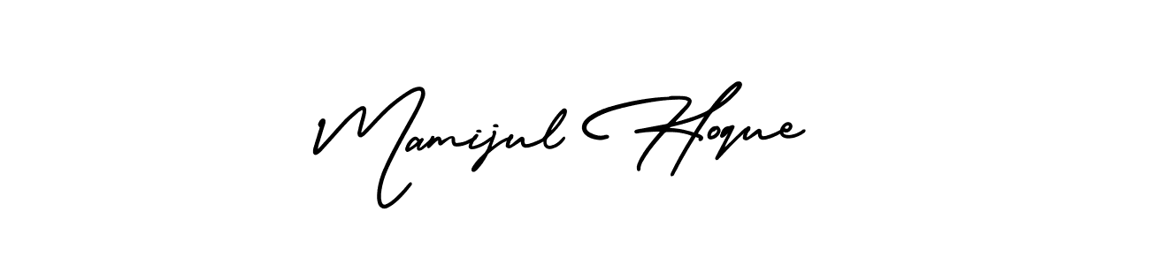 You should practise on your own different ways (AmerikaSignatureDemo-Regular) to write your name (Mamijul Hoque) in signature. don't let someone else do it for you. Mamijul Hoque signature style 3 images and pictures png