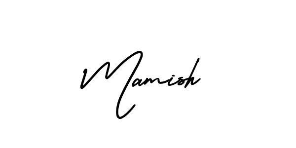 You should practise on your own different ways (AmerikaSignatureDemo-Regular) to write your name (Mamish) in signature. don't let someone else do it for you. Mamish signature style 3 images and pictures png