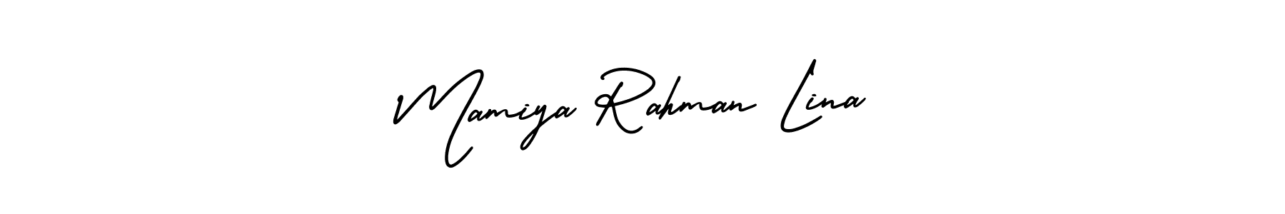 Make a beautiful signature design for name Mamiya Rahman Lina. With this signature (AmerikaSignatureDemo-Regular) style, you can create a handwritten signature for free. Mamiya Rahman Lina signature style 3 images and pictures png