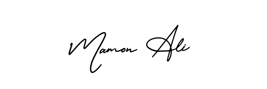 Similarly AmerikaSignatureDemo-Regular is the best handwritten signature design. Signature creator online .You can use it as an online autograph creator for name Mamon Ali. Mamon Ali signature style 3 images and pictures png