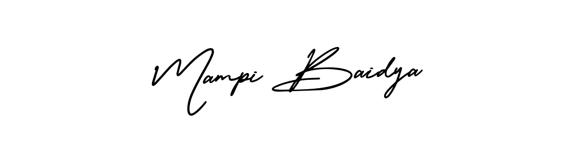 AmerikaSignatureDemo-Regular is a professional signature style that is perfect for those who want to add a touch of class to their signature. It is also a great choice for those who want to make their signature more unique. Get Mampi Baidya name to fancy signature for free. Mampi Baidya signature style 3 images and pictures png