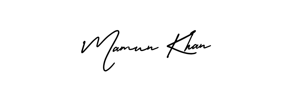 You should practise on your own different ways (AmerikaSignatureDemo-Regular) to write your name (Mamun Khan) in signature. don't let someone else do it for you. Mamun Khan signature style 3 images and pictures png